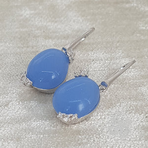 Sterling Silver Blue Crystal Drop Earrings