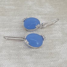 Load image into Gallery viewer, Sterling Silver Blue Crystal Drop Earrings
