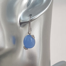 Load image into Gallery viewer, Sterling Silver Blue Crystal Drop Earrings
