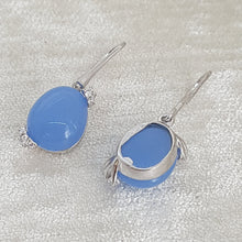 Load image into Gallery viewer, Sterling Silver Blue Crystal Drop Earrings
