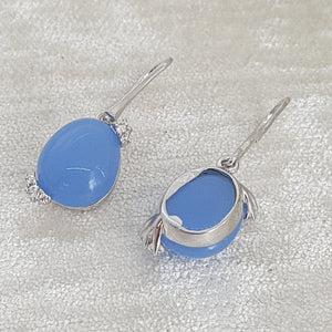 Sterling Silver Blue Crystal Drop Earrings