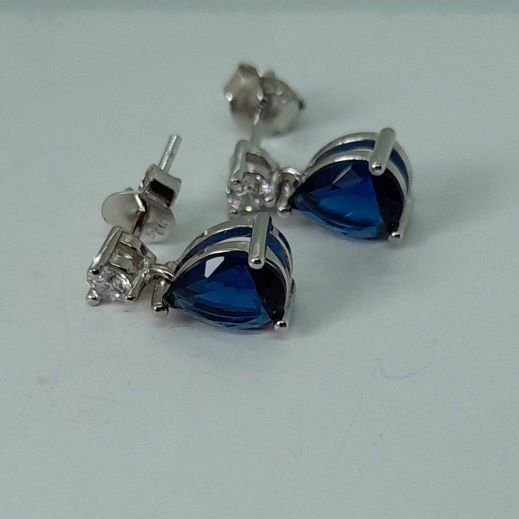 Sterling Silver Blue and White CZ Earrings