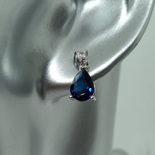 Load image into Gallery viewer, Sterling Silver Blue and White CZ Earrings
