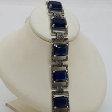 Load image into Gallery viewer, Sterling Silver Blue Stone Marcasite Bracelet
