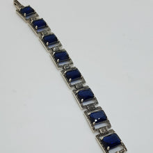 Load image into Gallery viewer, Sterling Silver Blue Stone Marcasite Bracelet
