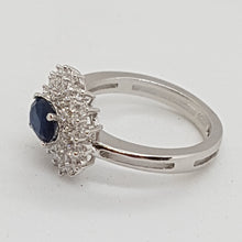 Load image into Gallery viewer, Sterling Silver Blue and White CZ Ring
