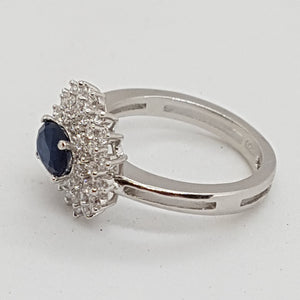 Sterling Silver Blue and White CZ Ring