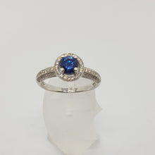 Load image into Gallery viewer, Sterling Silver Blue and White CZ Ring
