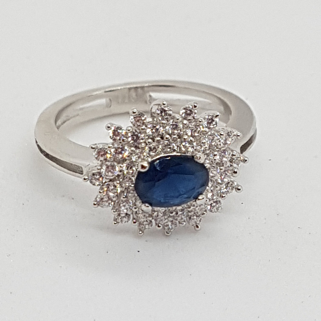 Sterling Silver Blue and White CZ Ring