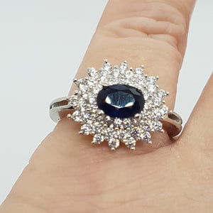 Sterling Silver Blue and White CZ Ring