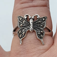 Load image into Gallery viewer, Sterling Silver Marcasite Butterfly Ring
