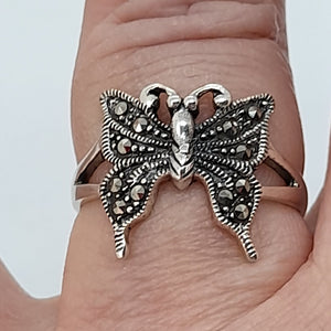 Sterling Silver Marcasite Butterfly Ring