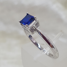 Load image into Gallery viewer, Sterling Silver Sapphire and White CZ Ring
