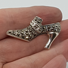 Load image into Gallery viewer, Sterling Silver Marcasite Shoe Brooch
