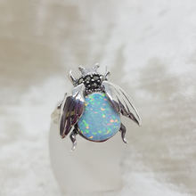 Load image into Gallery viewer, Sterling Silver Opal and Marcasite Bee Ring
