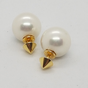 Sterling Silver Gold Plated Two Way Front and Back Pearl Earrings