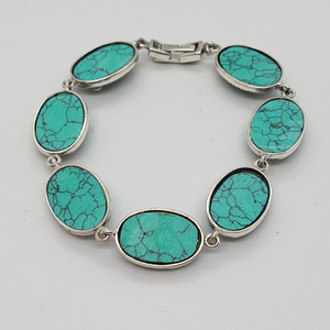 Sterling Silver Turquoise and Marcasite Bracelet