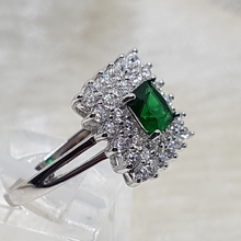 Load image into Gallery viewer, Sterling Silver White and Green CZ Dress Ring
