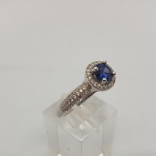 Load image into Gallery viewer, Sterling Silver Blue and White CZ Ring
