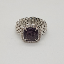 Load image into Gallery viewer, Sterling Silver Amethyst and White Cz Ring
