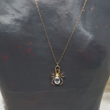 Load image into Gallery viewer, Antique 9ct Gold Blue Topaz and Pearl Bug Pendant
