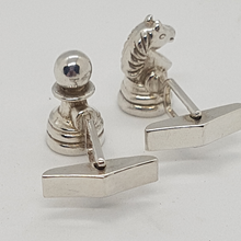 Load image into Gallery viewer, Sterling Silver Chess Piece Cufflinks
