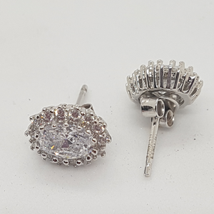 Sterling Silver and CZ Stud Earrings