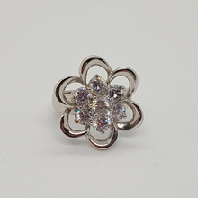 Load image into Gallery viewer, Sterling Silver and White CZ Flower Ring
