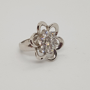 Sterling Silver and White CZ Flower Ring