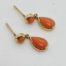 Load image into Gallery viewer, 9ct Gold Coral Drop Earrings
