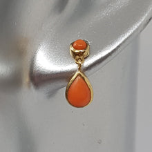 Load image into Gallery viewer, 9ct Gold Coral Drop Earrings
