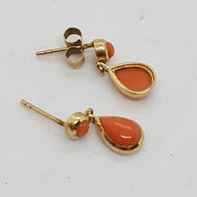 Load image into Gallery viewer, 9ct Gold Coral Drop Earrings
