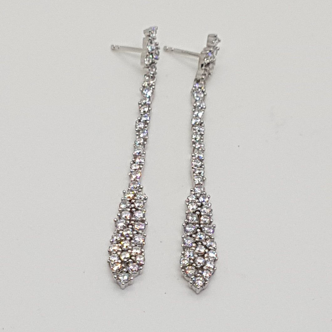 Sterling Silver CZ Drop Earrings