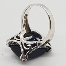 Load image into Gallery viewer, Sterling Silver Marcasite and Blue Stone Ring
