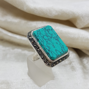 Sterling Turquoise and Marcasite Ring