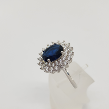 Load image into Gallery viewer, Sterling Silver Blue and White CZ Ring
