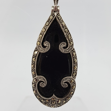 Load image into Gallery viewer, Sterling Silver Black Onyx and Marcasite Pendant
