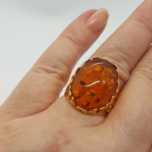 Load image into Gallery viewer, Sterling Silver Amber Ring.
