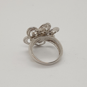 Sterling Silver and White CZ Flower Ring