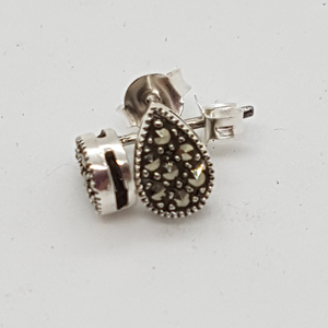 Sterling Silver Marcasite Stud Earrings