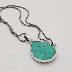 Sterling Silver Turquoise and Marcasite Pendant