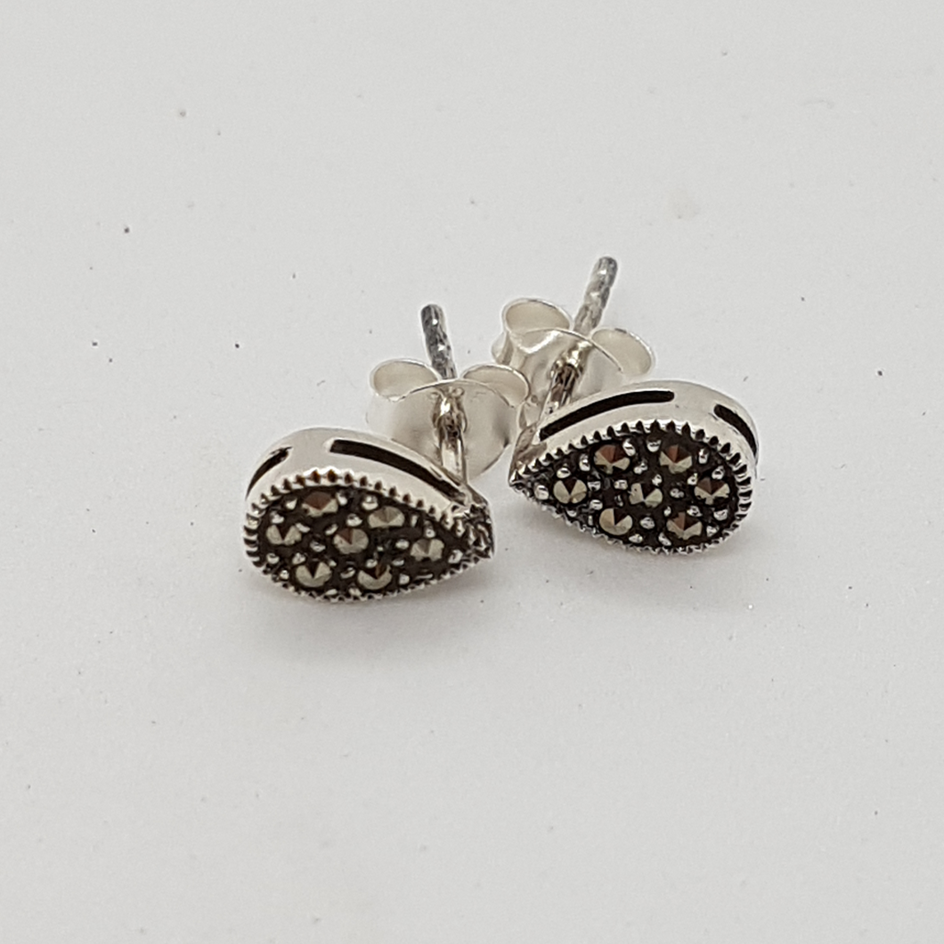 Sterling Silver Marcasite Stud Earrings