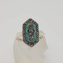 Load image into Gallery viewer, Sterling Silver Marcasite and Turquoise Ring
