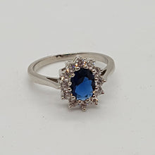 Load image into Gallery viewer, Sterling Silver Blue and White CZ Ring
