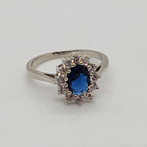 Sterling Silver Blue and White CZ Ring