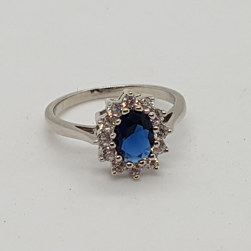 Sterling Silver Blue and White CZ Ring