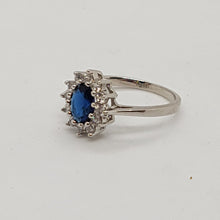 Load image into Gallery viewer, Sterling Silver Blue and White CZ Ring
