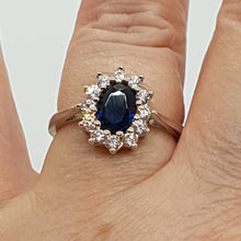 Load image into Gallery viewer, Sterling Silver Blue and White CZ Ring
