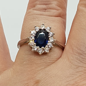 Sterling Silver Blue and White CZ Ring