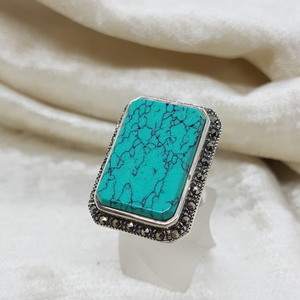 Sterling Turquoise and Marcasite Ring